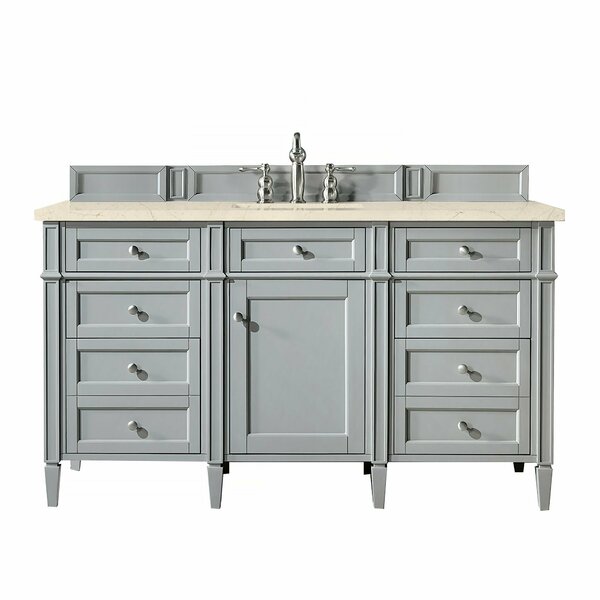 James Martin Vanities Brittany 60in Single Vanity, Urban Gray w/ 3 CM Eternal Marfil Quartz Top 650-V60S-UGR-3EMR